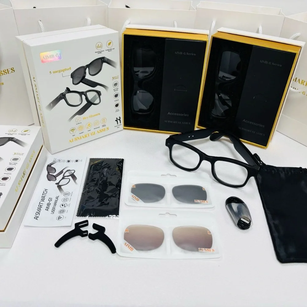 AIMB-G1 Smart Glasses with 8MP Camera 1080p Video Recording Bluetooth Calling